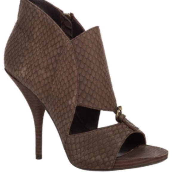 Leon Max Shoes - Dark Brown Evoke Snakeskin Leather Pump
